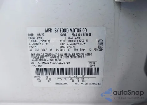 2020 Lincoln Aviator Reserve из США, поврежденный, VIN 5LM5J7XC9LGL26704